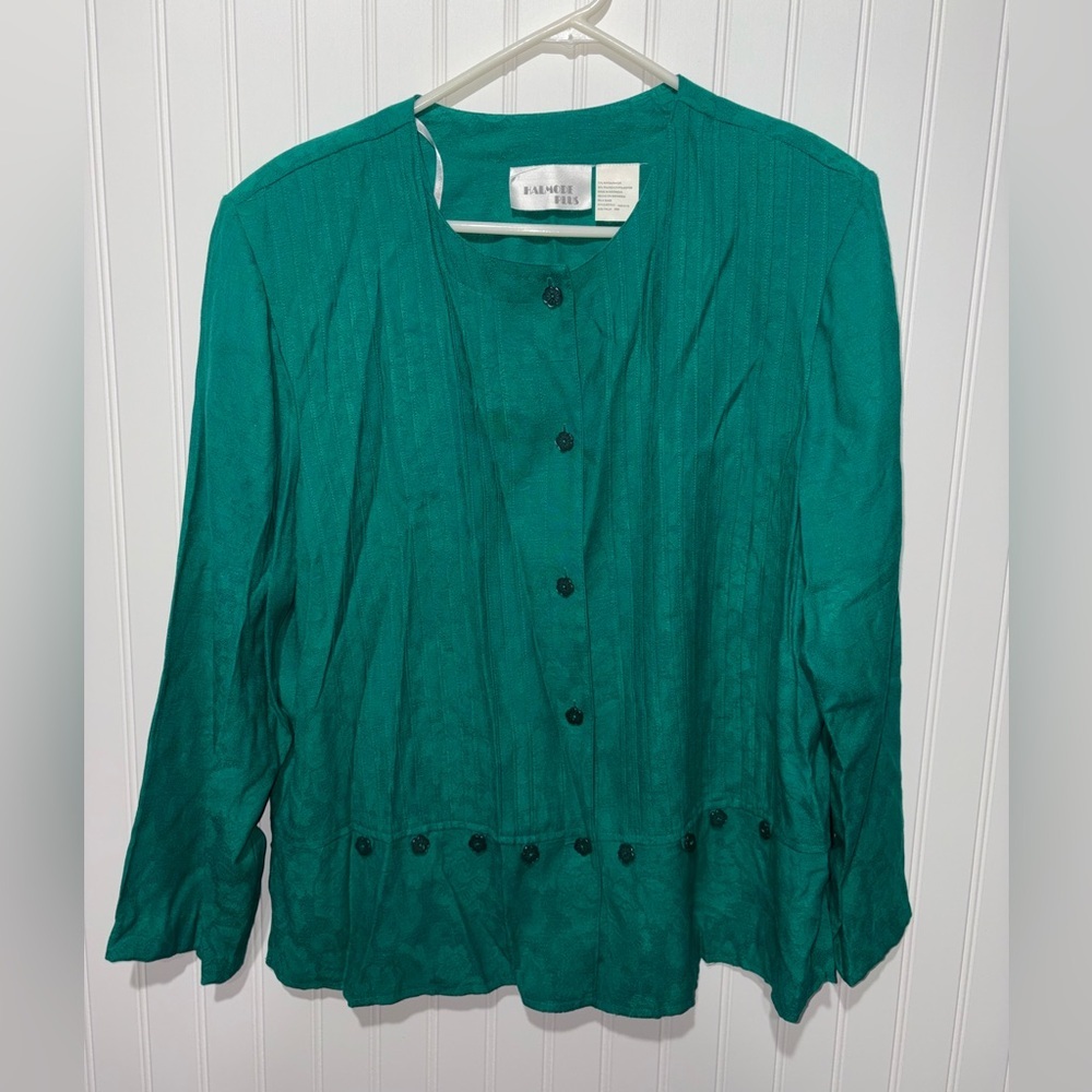 Vintage Halmode Plus Green Teal Button-Up Top| Size 20W
